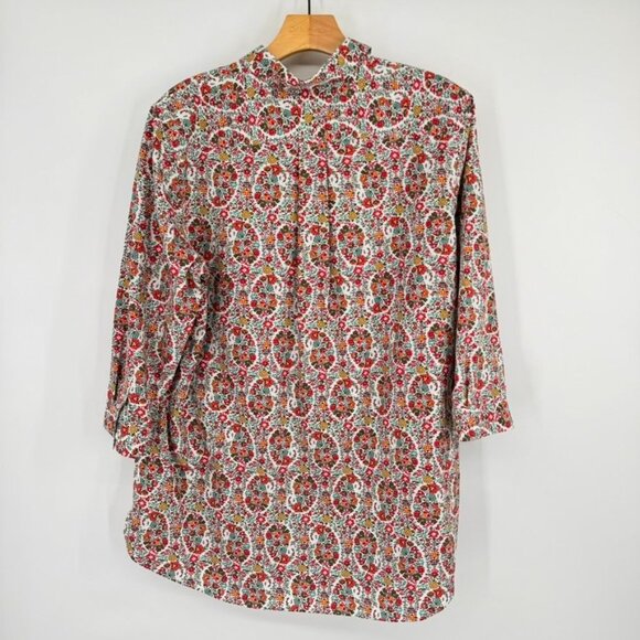 Lands End Womens Floral Print 3/4 Sleeve Shirt top tunic Size 16 100% Cotton - Picture 7 of 11